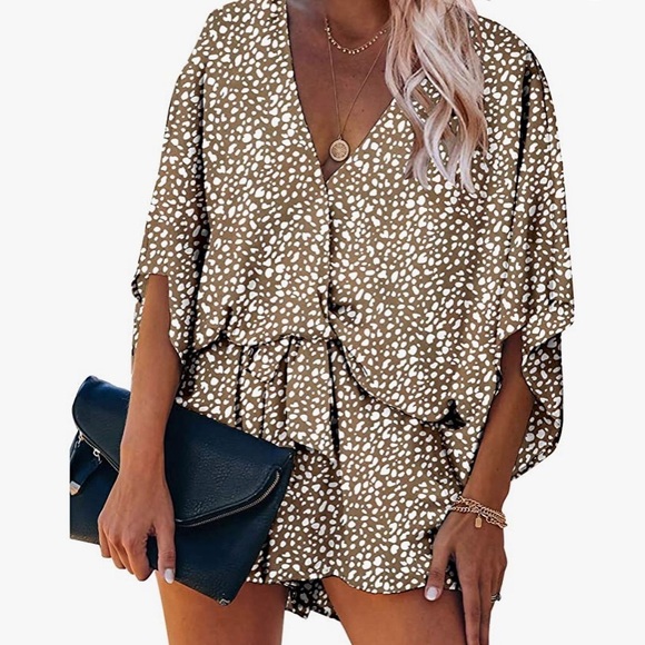 NTW 3/4 Sleeve Romper Leopard Print - Picture 2 of 6